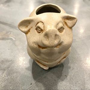 Vintage Pottery PIG pot figurine home decor garden statue small pot piggy bank